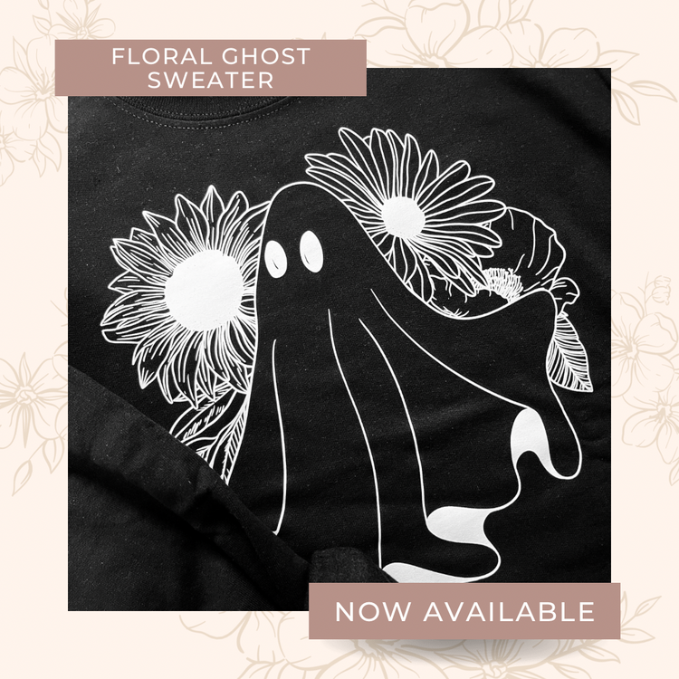 Floral ghost crewneck sweater