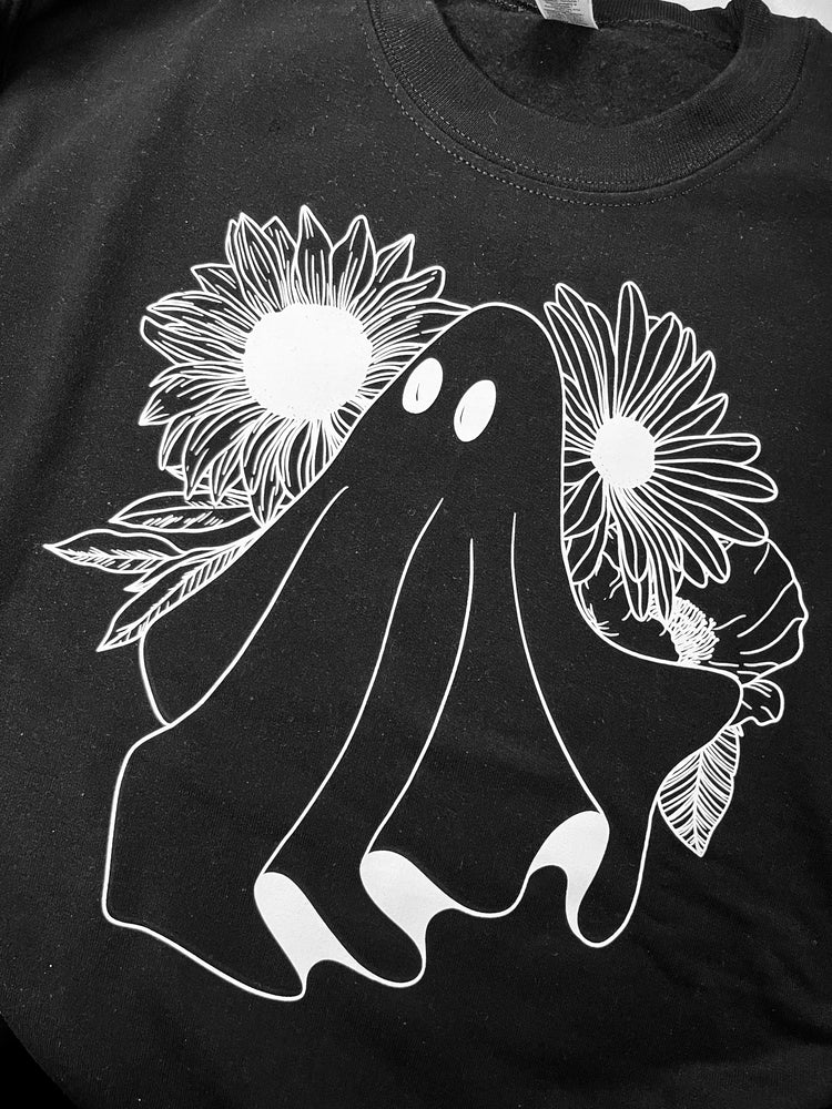 Floral ghost crewneck sweater