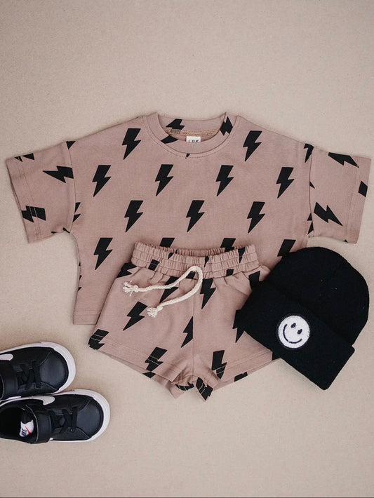 Boys Mocha Lightning Bolt Set