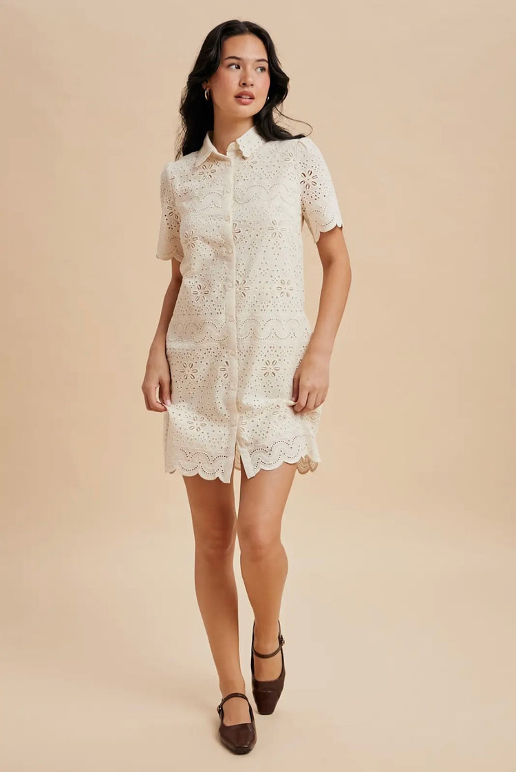 Daisy Eyelet Mini Dress
