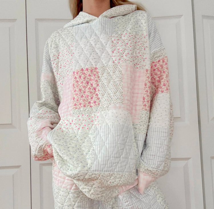 Frosted Marshmallow Quilted Hoodie