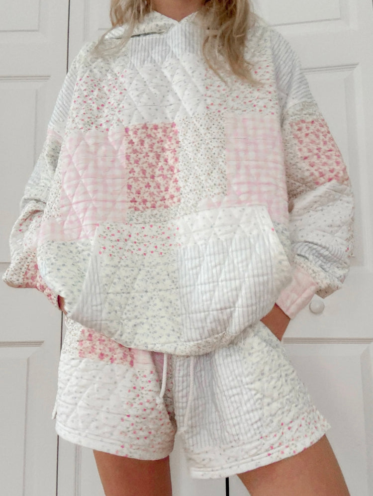Frosted Marshmallow Quilted Hoodie
