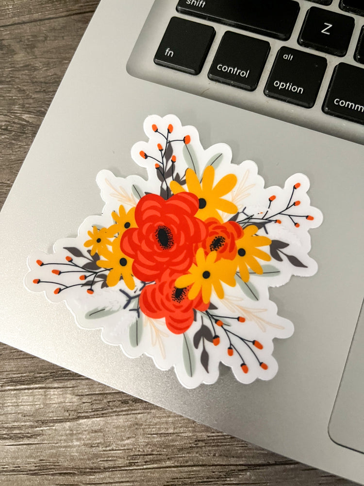 Summer floral bouquet clear sticker