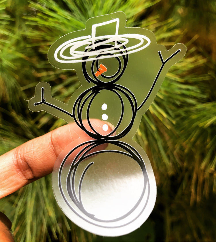 Snowman doodle clear sticker