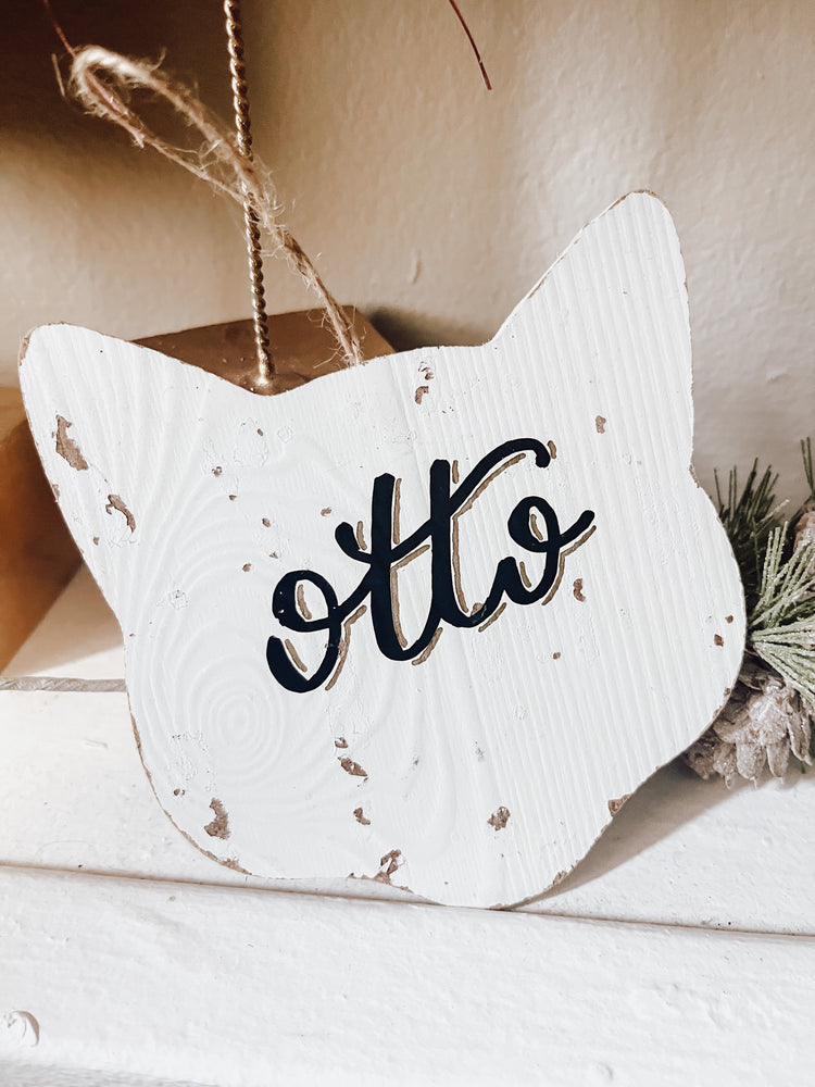 Custom cat wood ornament