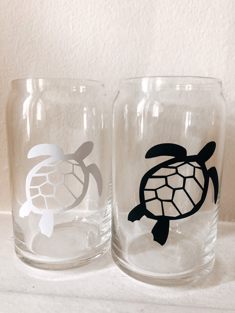 Iced coffee glass- sea turtle