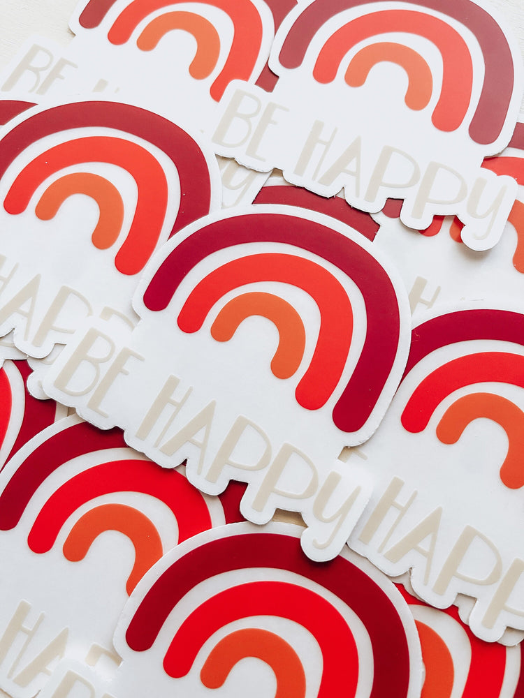 Be happy rainbow clear sticker