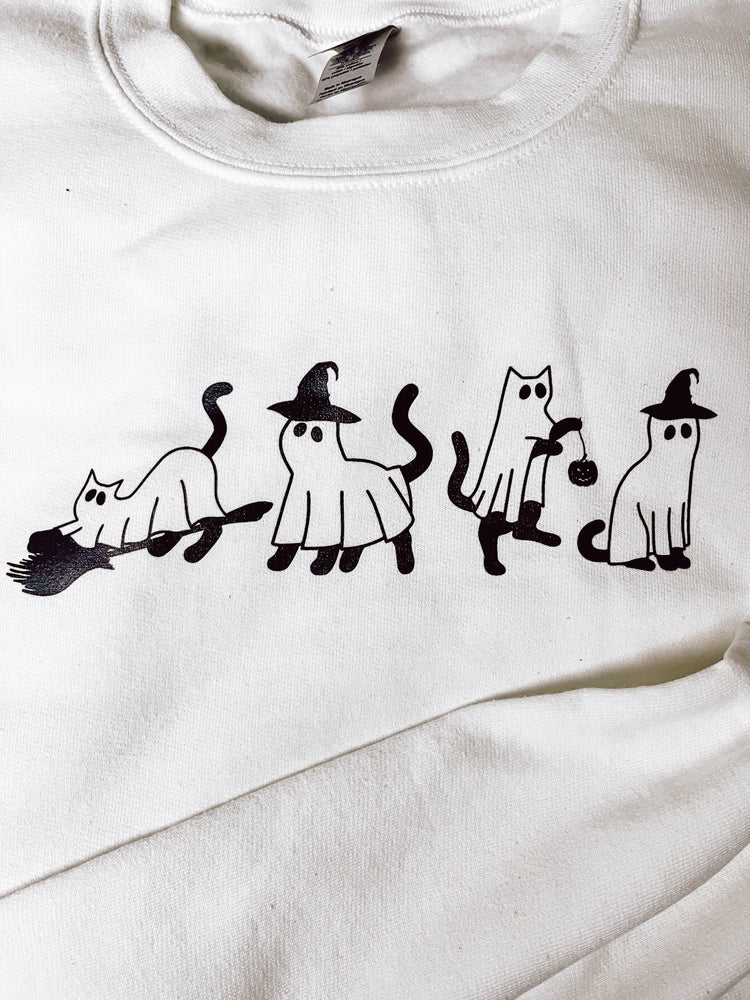 Ghost cat crewneck sweater