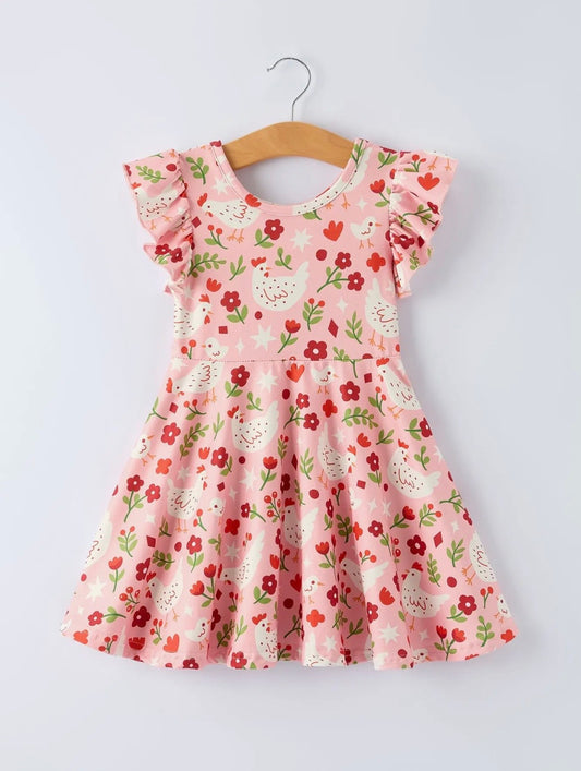 Girls Spring Chicken Dress