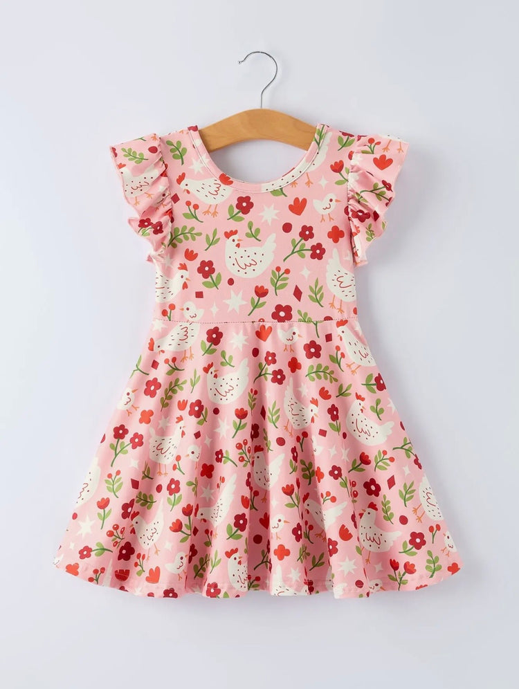 Girls Spring Chicken Dress
