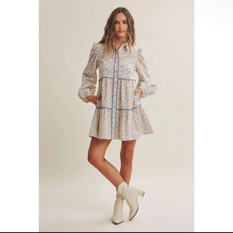 Autumn Darling Dress-Slate Blue