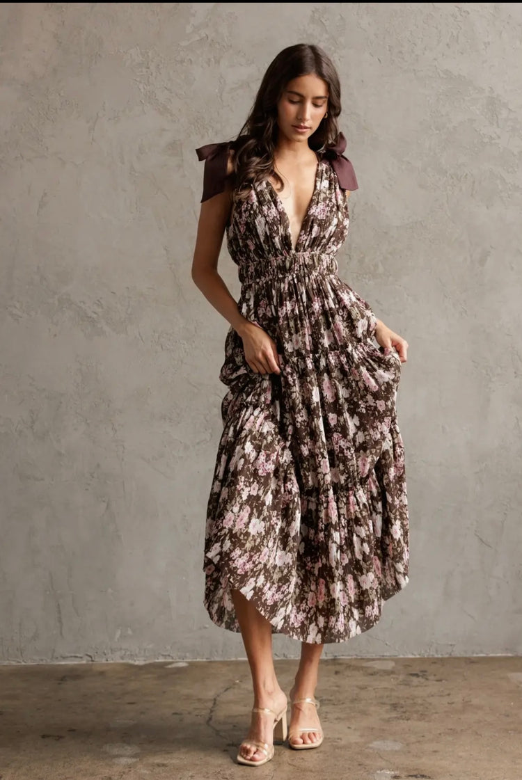 Garden Reverie Dress in Mocha
