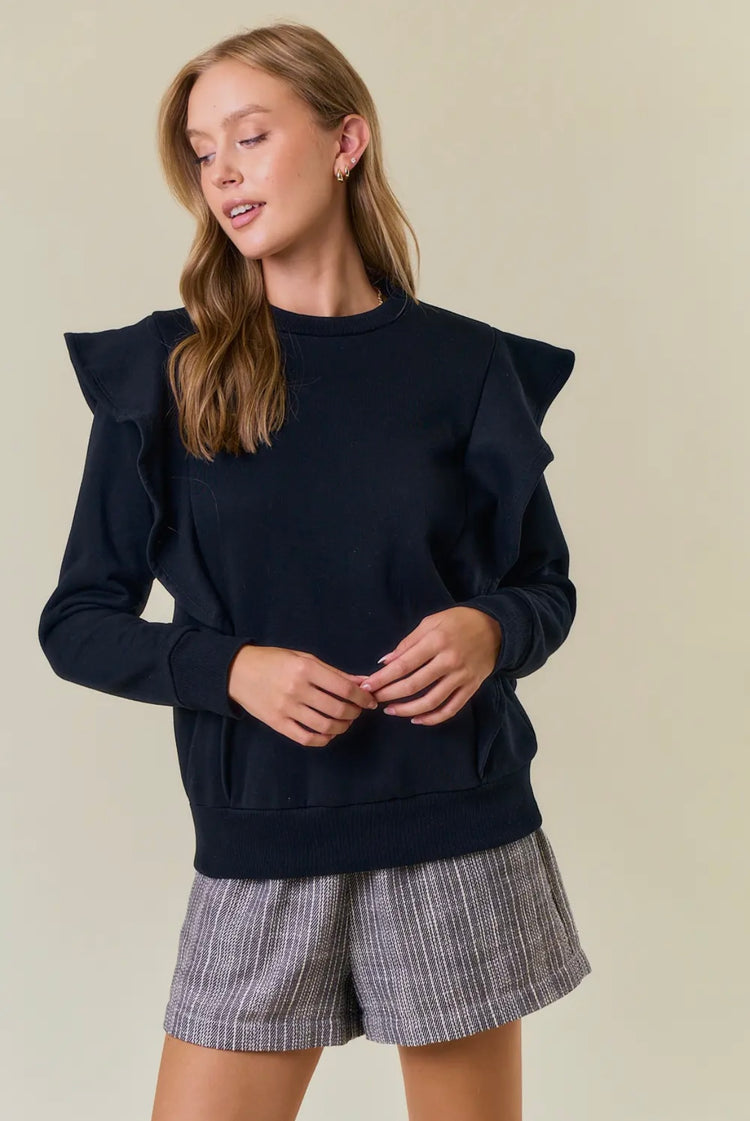 Midnight Ruffle Sweater