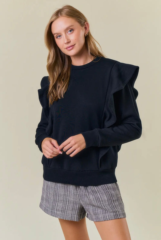 Midnight Ruffle Sweater