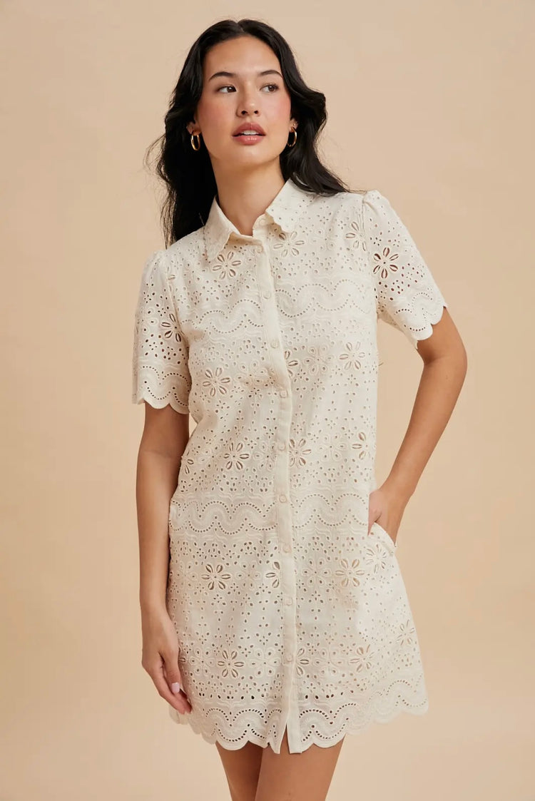 Daisy Eyelet Mini Dress