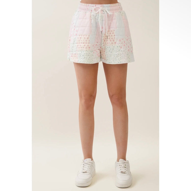 Cloud Nine Quilted Shorts-Pink