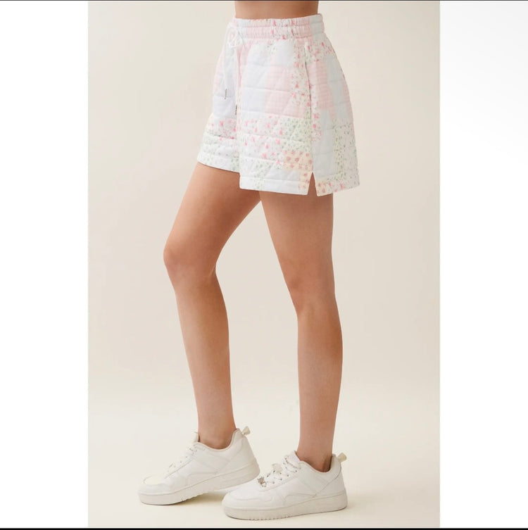 Cloud Nine Quilted Shorts-Pink
