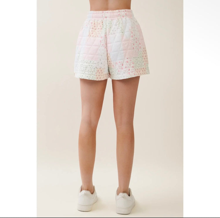 Cloud Nine Quilted Shorts-Pink