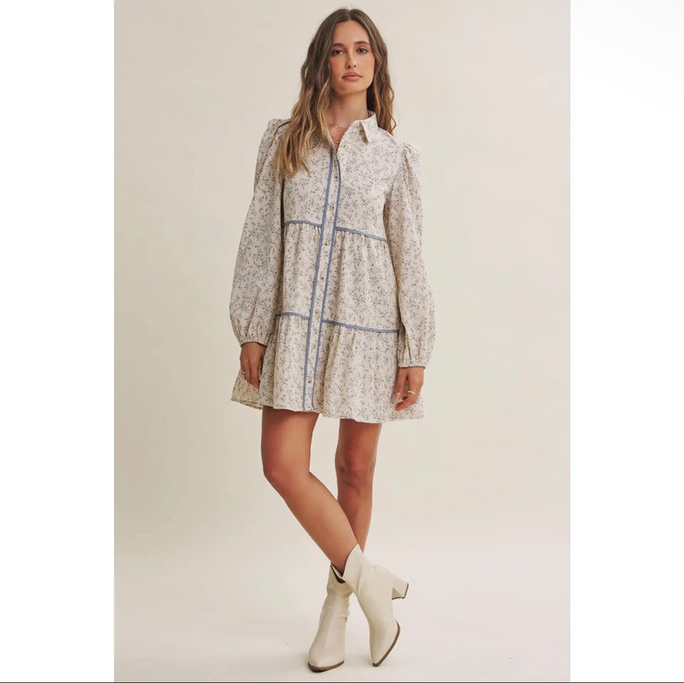 Autumn Darling Dress-Slate Blue