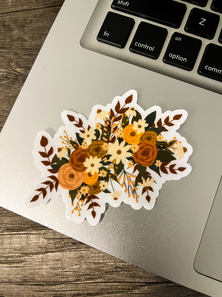 Fall floral bouquet clear sticker