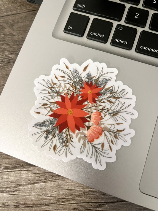 Holiday floral clear sticker