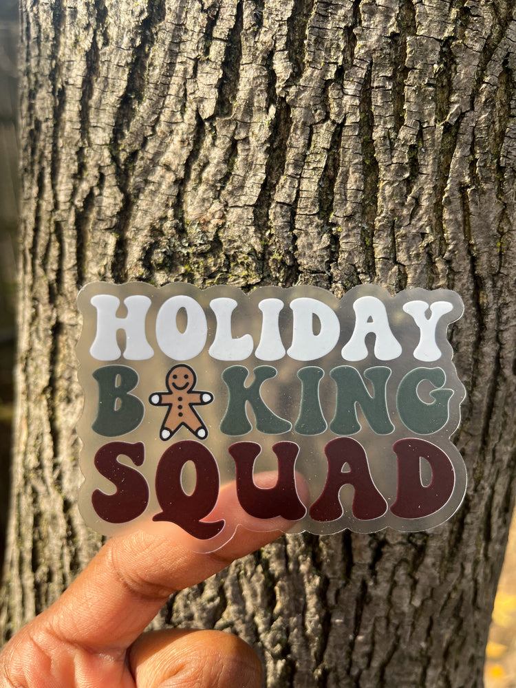 Holiday baking squad clear sticker