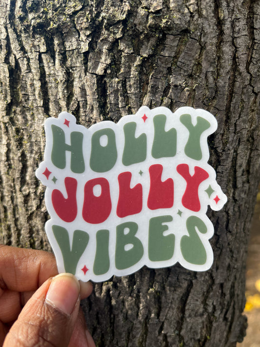 Holly jolly vibes clear sticker