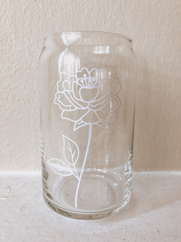Floral iced coffee glass