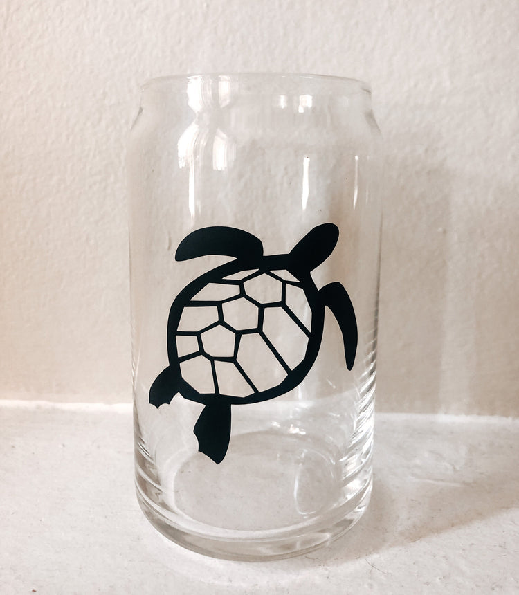 Iced coffee glass- sea turtle