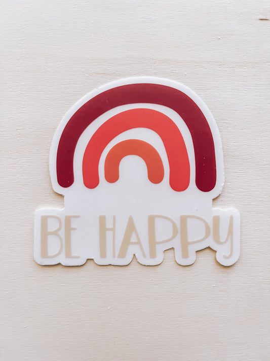 Be happy rainbow clear sticker